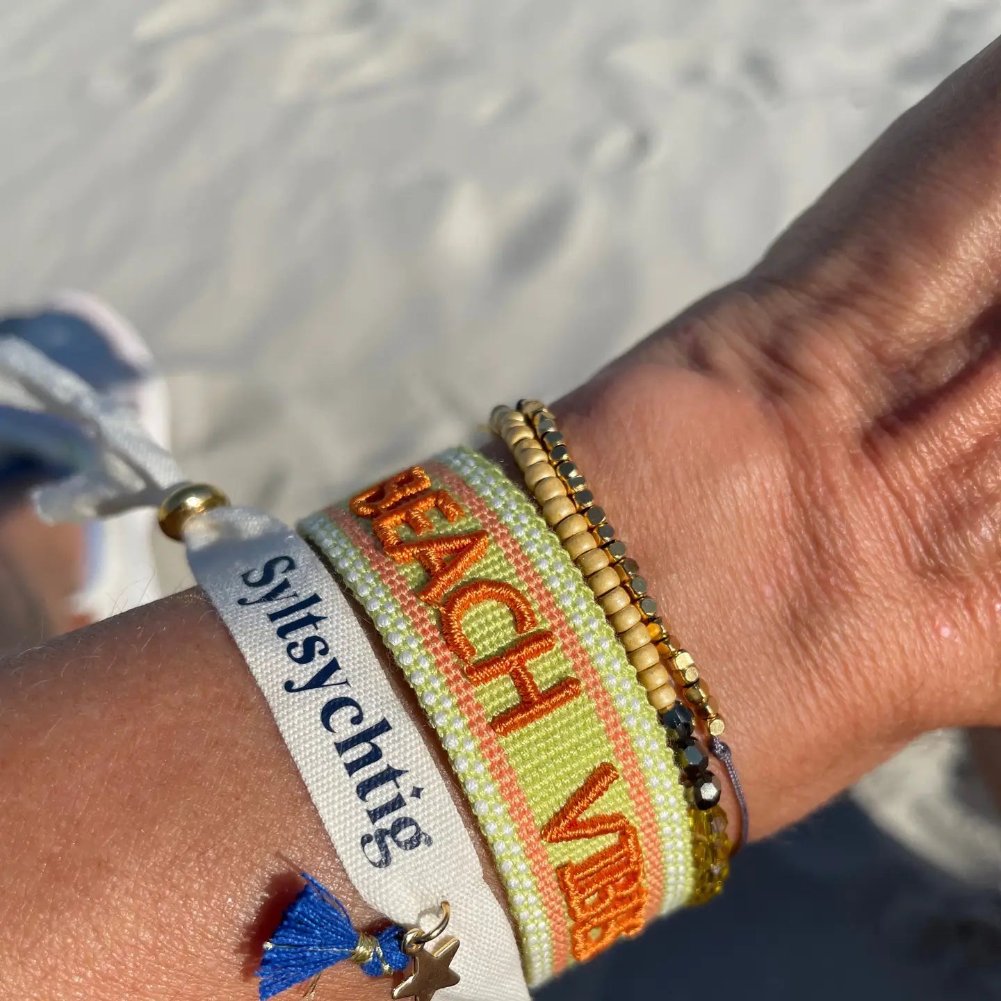 Beach Vibes Statement Bracelet Woven, Embroidered