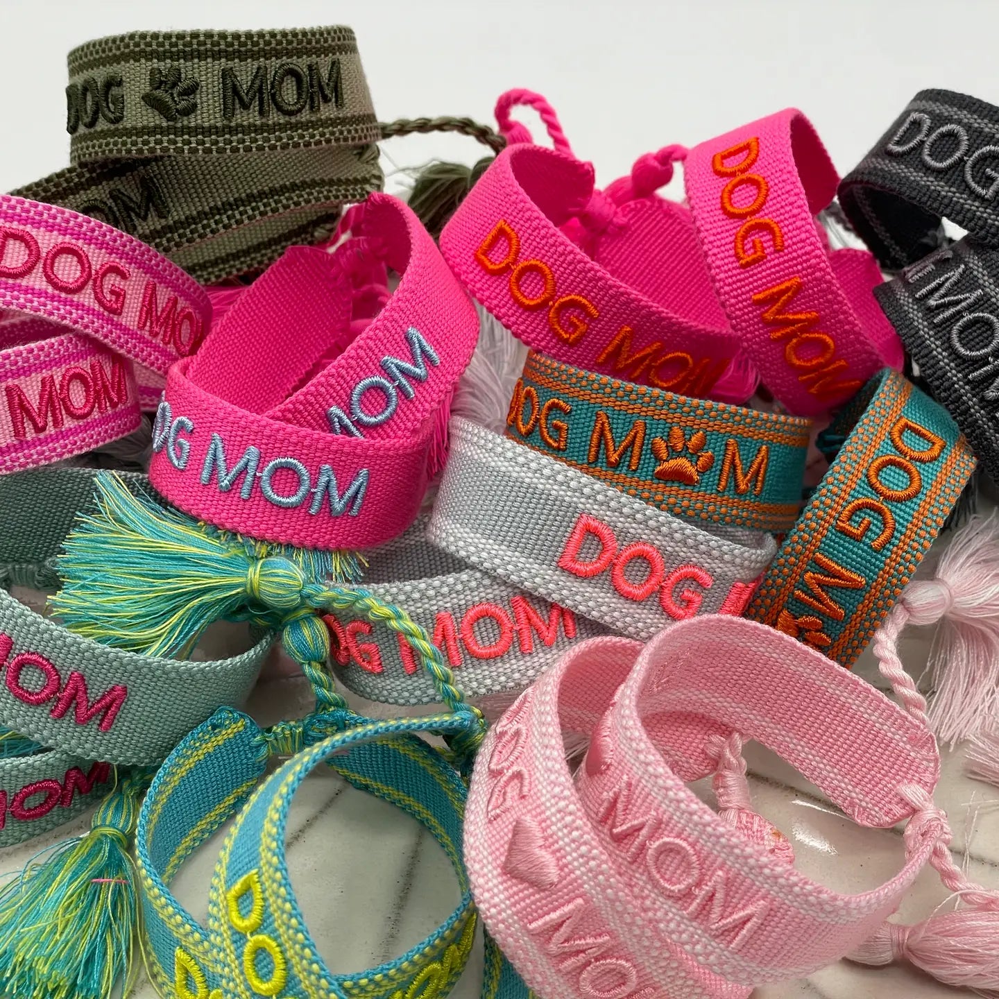 Dog Mom Statement Bracelet Woven, Embroidered