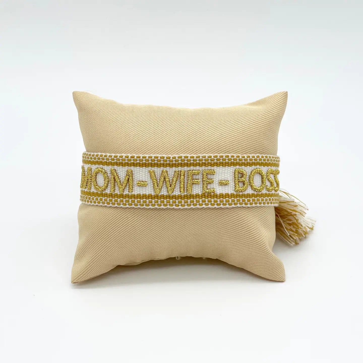 Mom Wife Boss Statement Bracelet Woven, Embroidered.