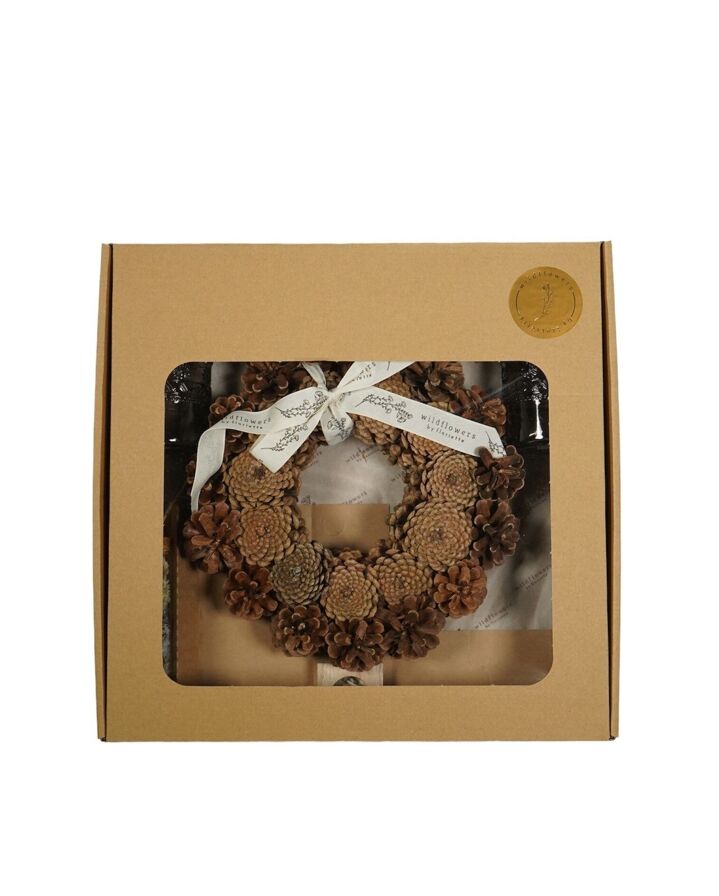 Giftbox - Pinecone wreath natural