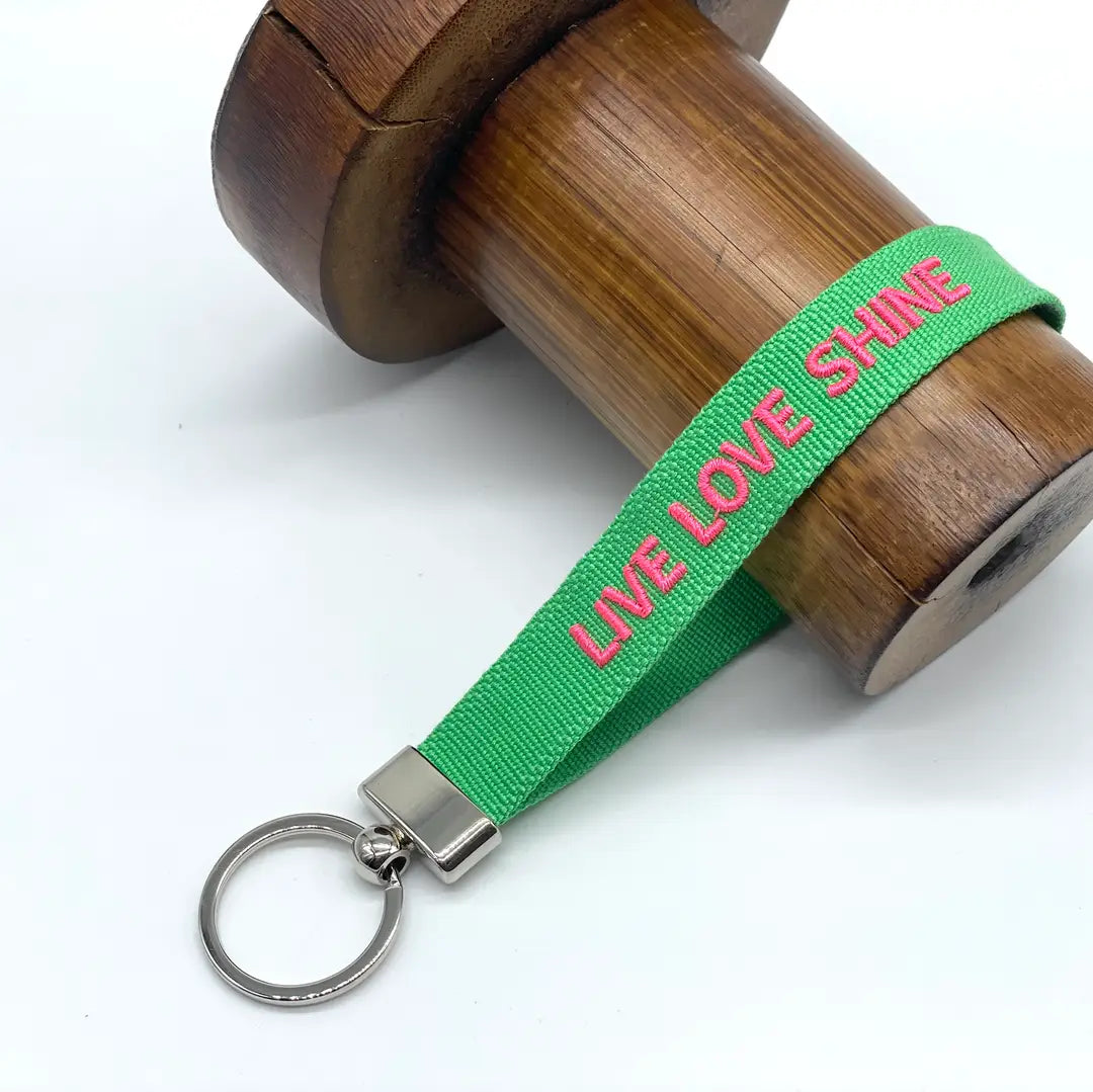 Live Love Shine Keychain Woven Embroidered.