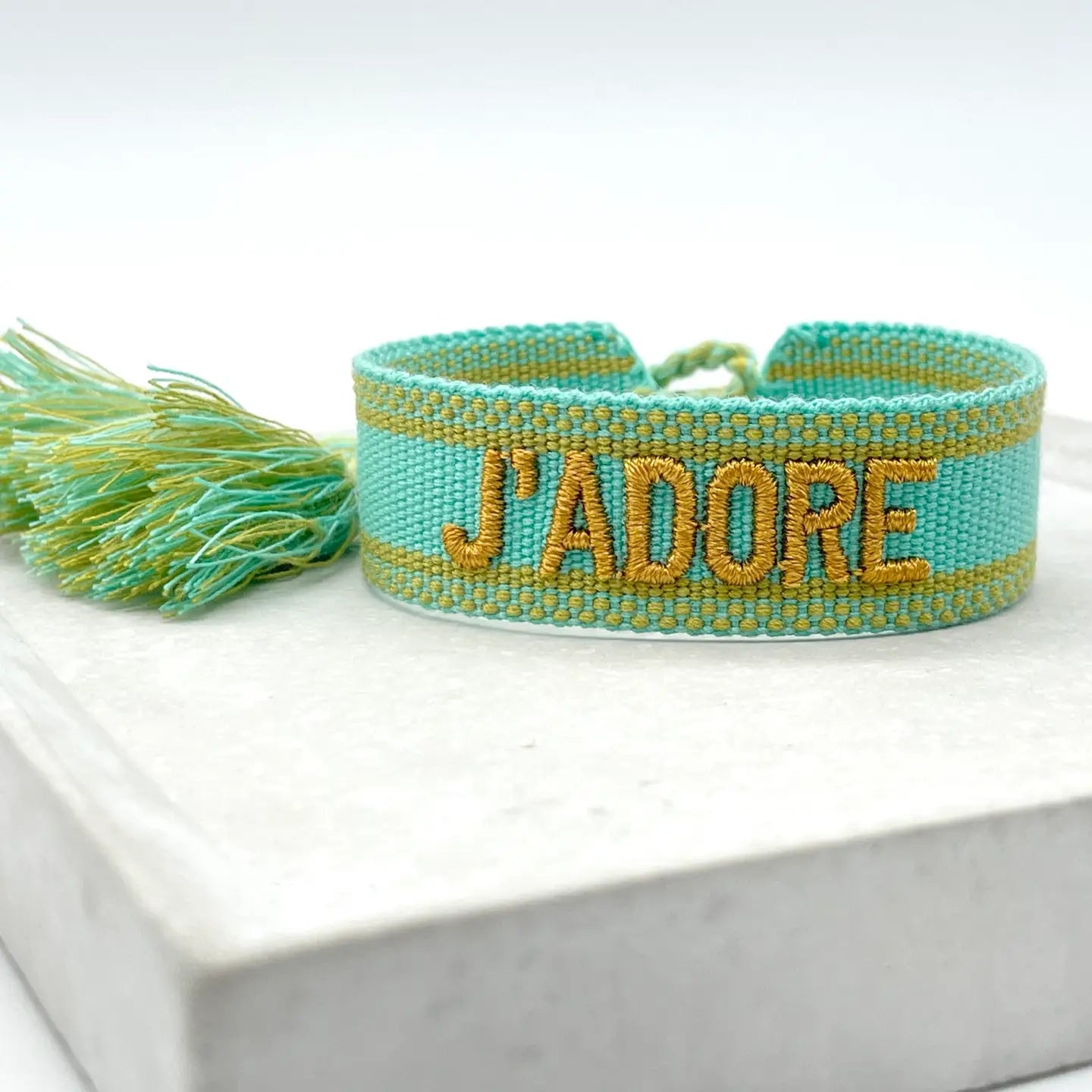 J'adore Statement Bracelet Woven, Embroidered.
