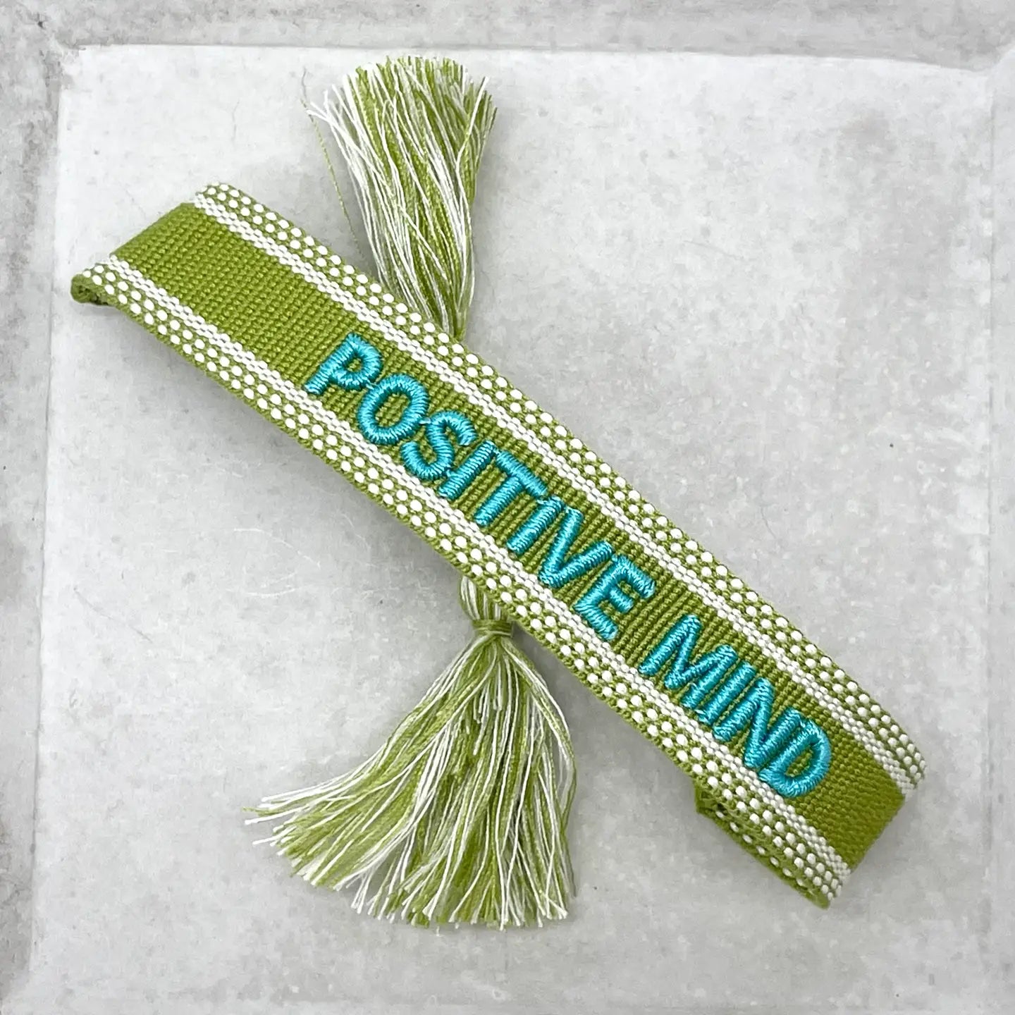Positive Mind Statement Bracelet Woven, Embroidered