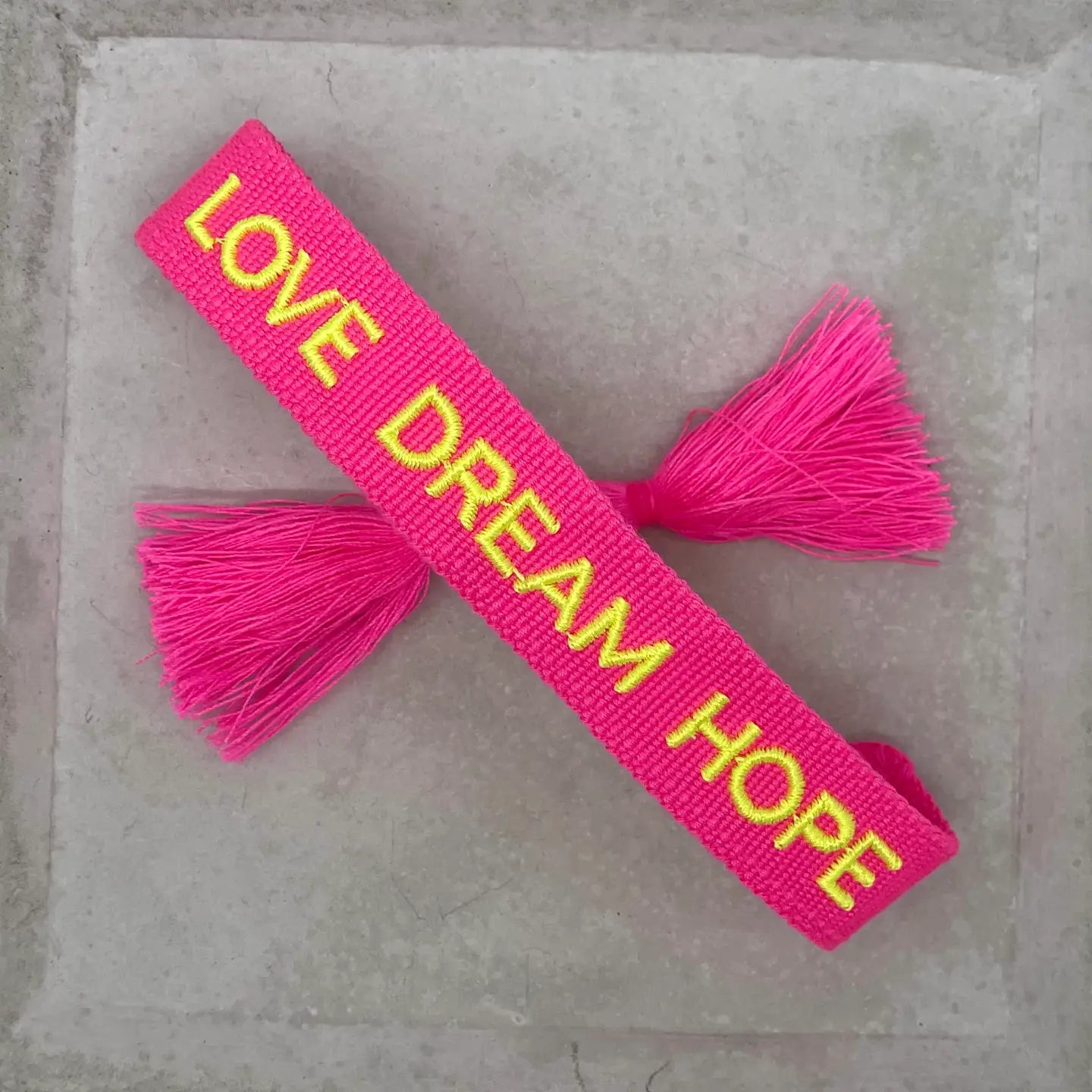 Love Dream Hope Statement Bracelet Woven, Embroidered