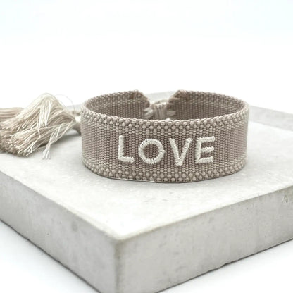 Love Statement Bracelet Woven, Embroidered.