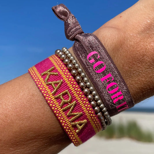 Karma Statement Bracelet Woven, Embroidered