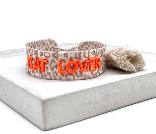 Cat Lover Statement Bracelet Woven, Embroidered