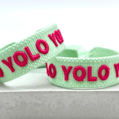 Yolo Yolo Yolo Statement Bracelet Woven, Embroidered