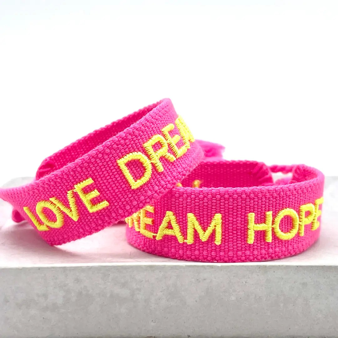 Love Dream Hope Statement Bracelet Woven, Embroidered