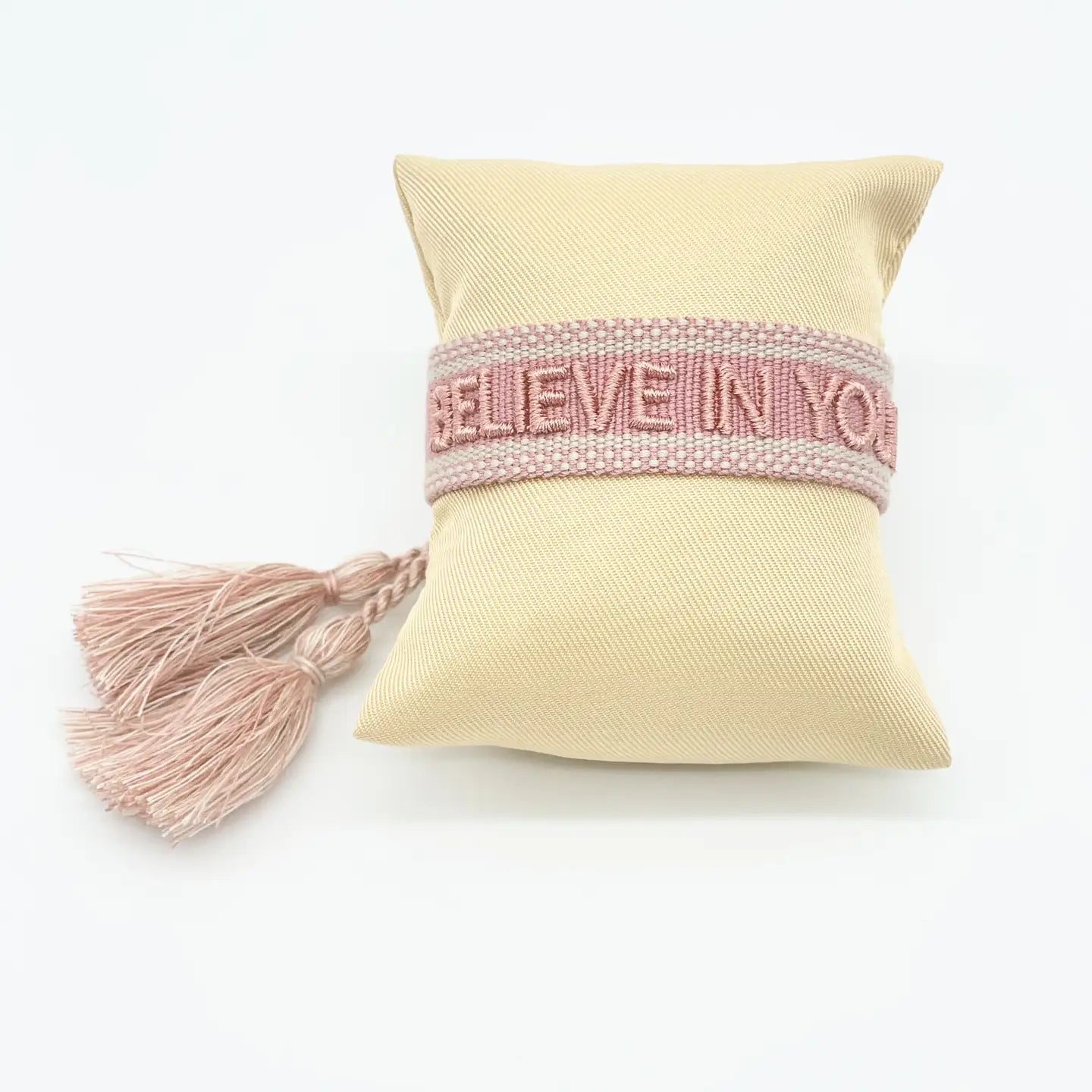 Believe in Yourself Statement Bracelet Woven, Embroidere