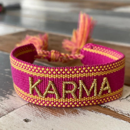 Karma Statement Bracelet Woven, Embroidered