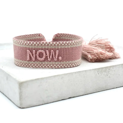 Now. Statement Bracelet Woven, Embroidered