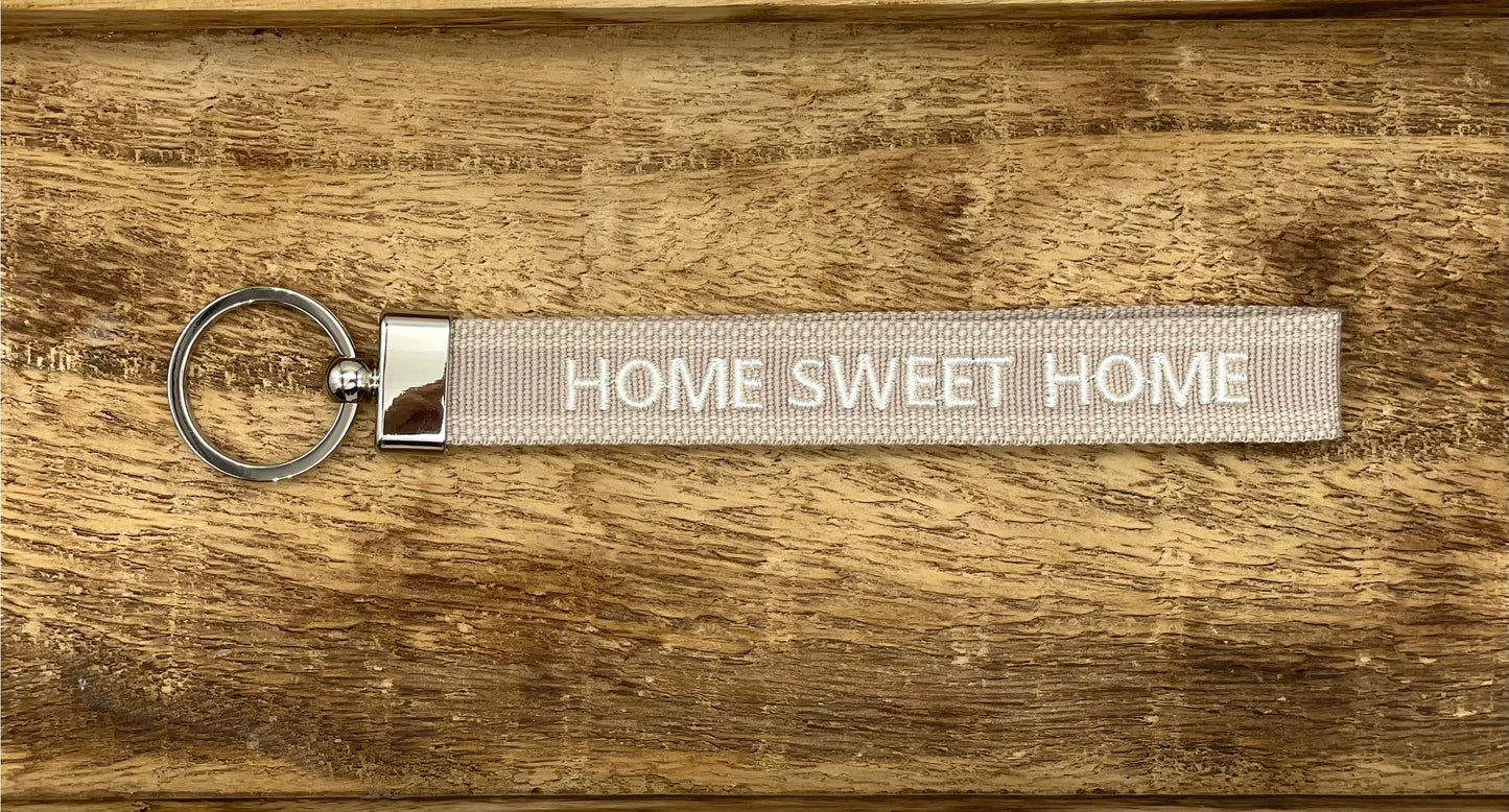 Home Sweet Home Woven Embroidered Keychain.