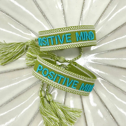 Positive Mind Statement Bracelet Woven, Embroidered