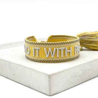 Do It with Passion Statement Bracelet Woven, Embroidered.