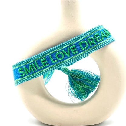 Smile Love Dream Statement Bracelet Woven, Embroidered. ΔΙΑΘΕΣΙΜΟ ΑΠΟ 30/06/2026
