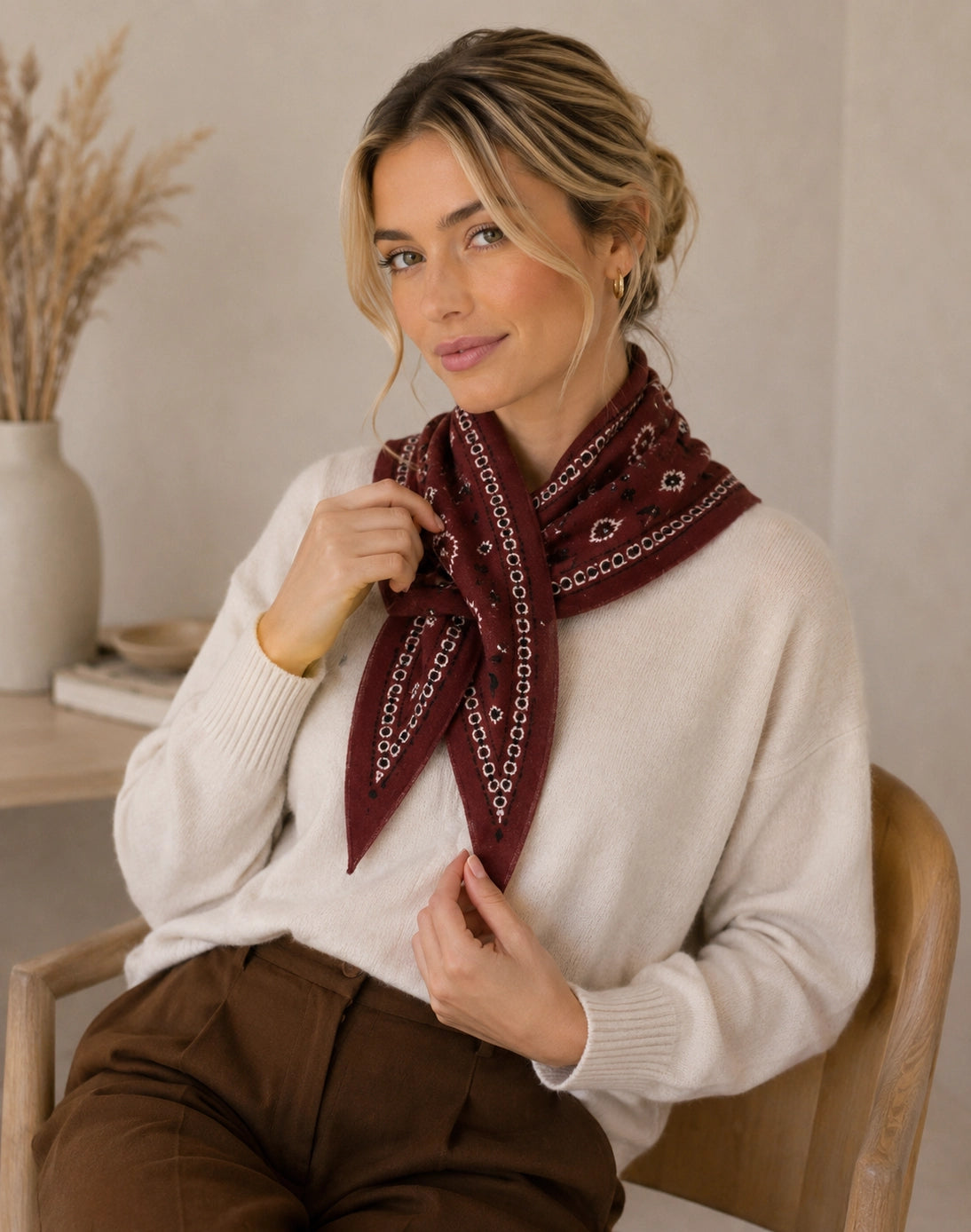 Thick Triangular Bandana 102 X 36 cm - Bordeaux