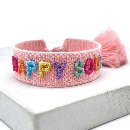 Happy Soul Statement Bracelet Woven, Embroidered