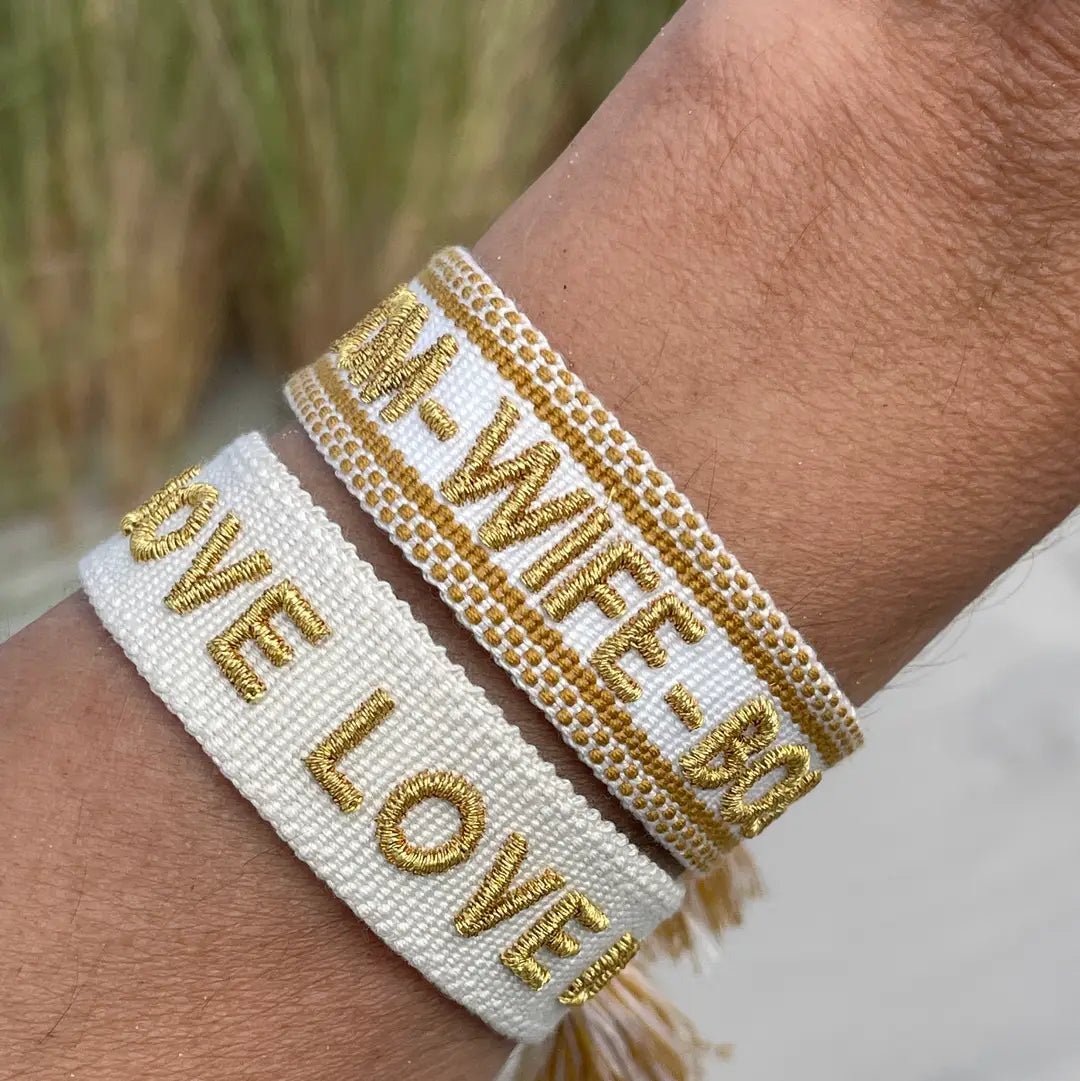 Mom Wife Boss Statement Bracelet Woven, Embroidered.