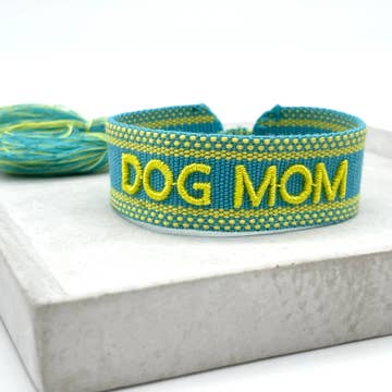 Dog Mom Statement Bracelet Woven, Embroidered