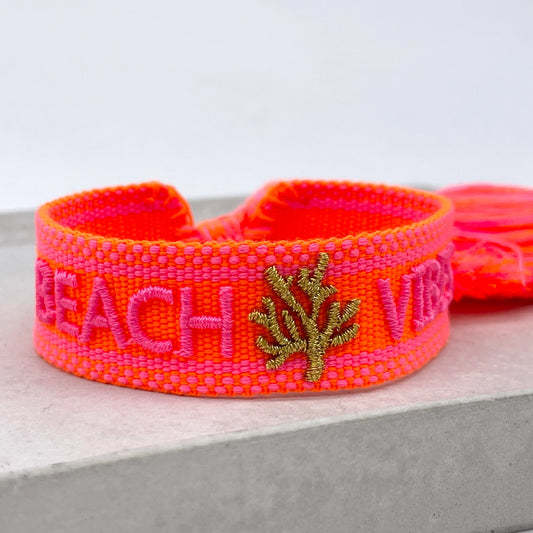 Beach Vibes Statement Bracelet Woven, Embroidered