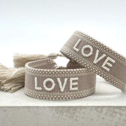 Love Statement Bracelet Woven, Embroidered.