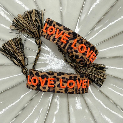 Love Love Love Statement Bracelet Woven, Embroidered