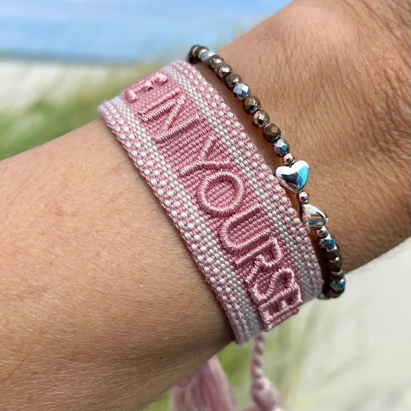 Believe in Yourself Statement Bracelet Woven, Embroidere