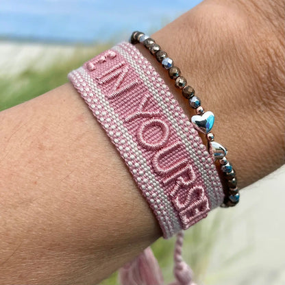 Believe in Yourself Statement Bracelet Woven, Embroidere