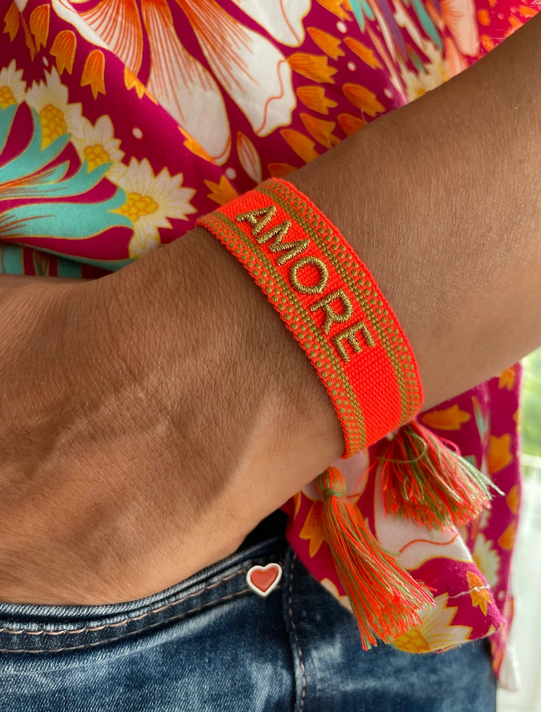Amore Statement Bracelet Woven, Embroidered