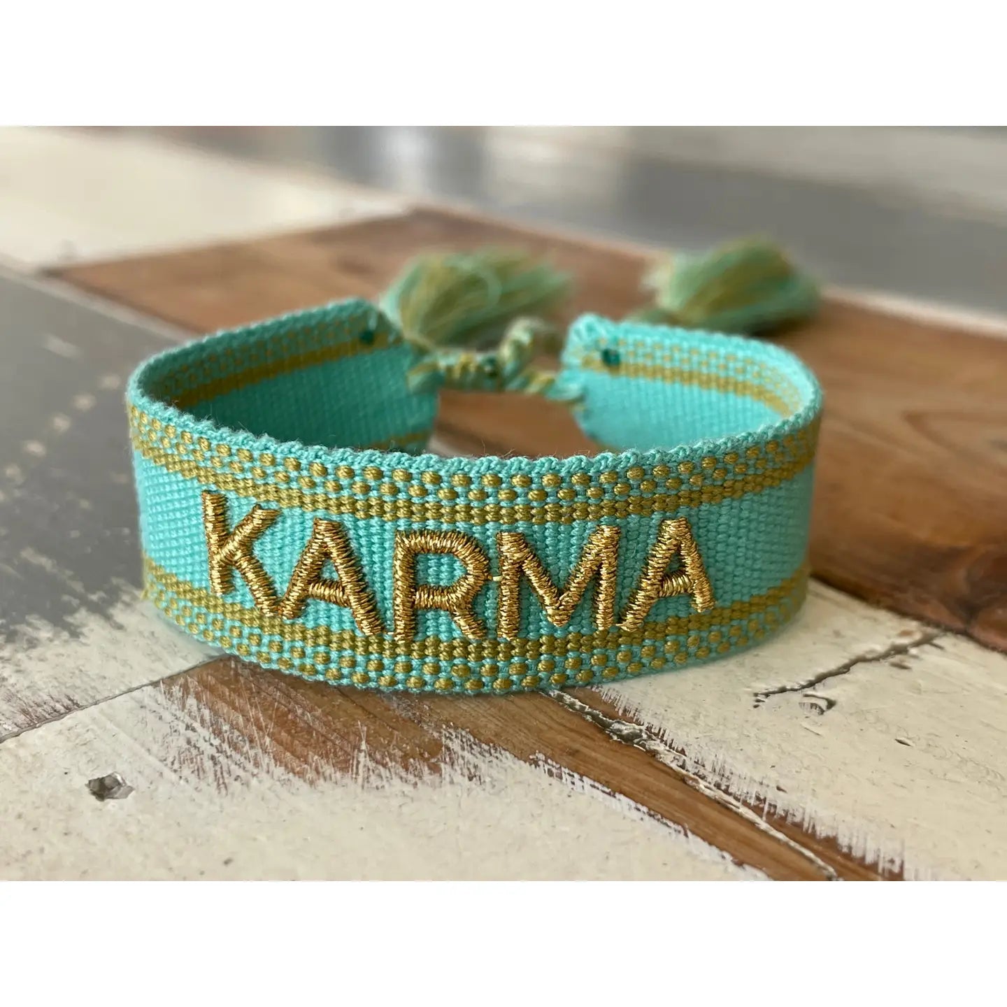 Karma Statement Bracelet Woven, Embroidered.