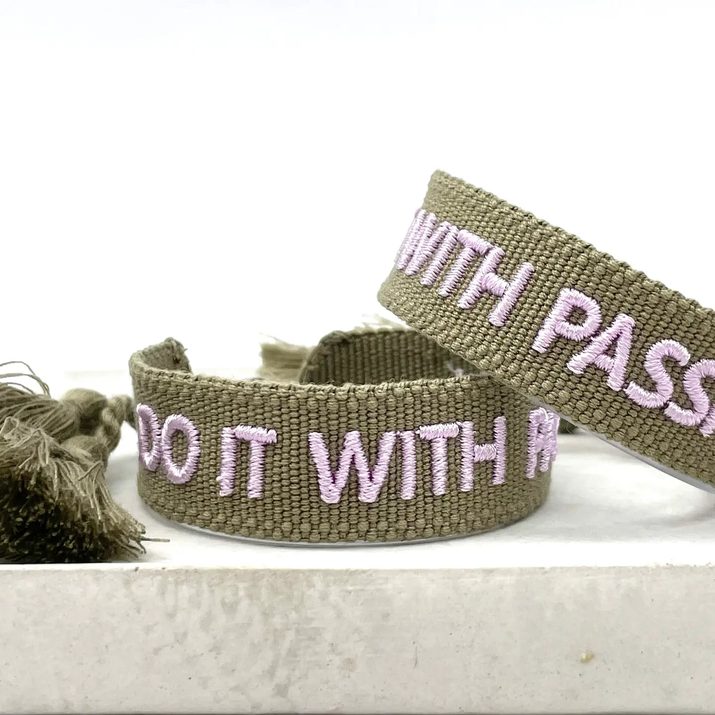 Do It with Passion Statement Bracelet Woven, Embroidered.