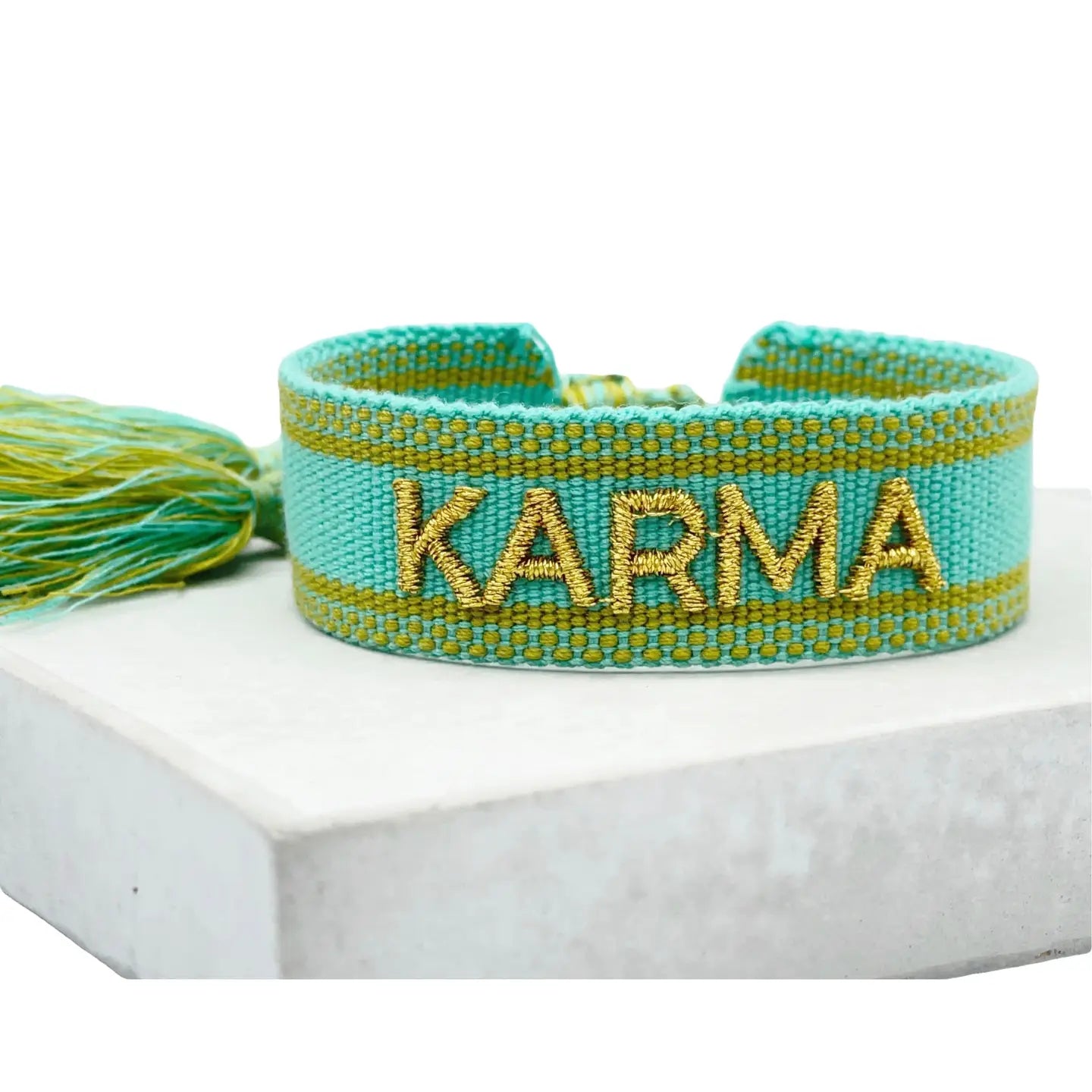 Karma Statement Bracelet Woven, Embroidered.