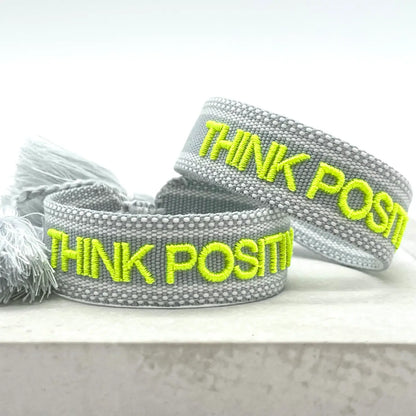 Think Positive Statement Bracelet Woven, Embroidered. ΔΙΑΘΕΣΙΜΟ ΑΠΟ 03/08/2026