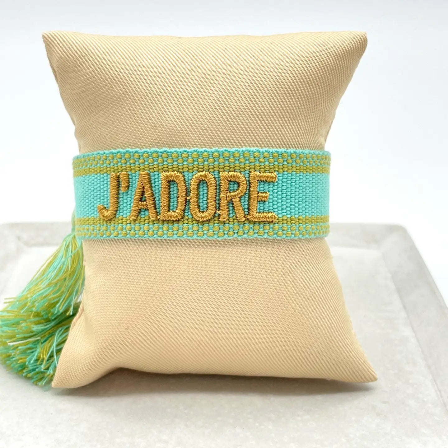 J'adore Statement Bracelet Woven, Embroidered.