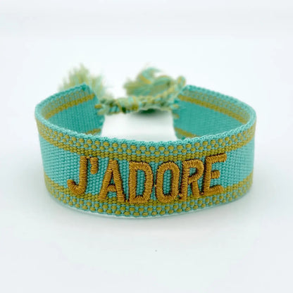 J'adore Statement Bracelet Woven, Embroidered.