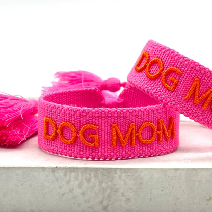 Dog Mom Statement Bracelet Woven, Embroidered