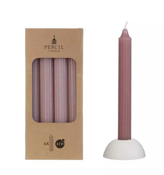 Pencil Candles h.20 Ø2.2 cm Mauve Pink - Mother's Day Special