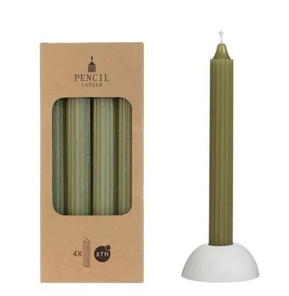 Pencil candle h.20 Ø2.2 cm moss green set 4