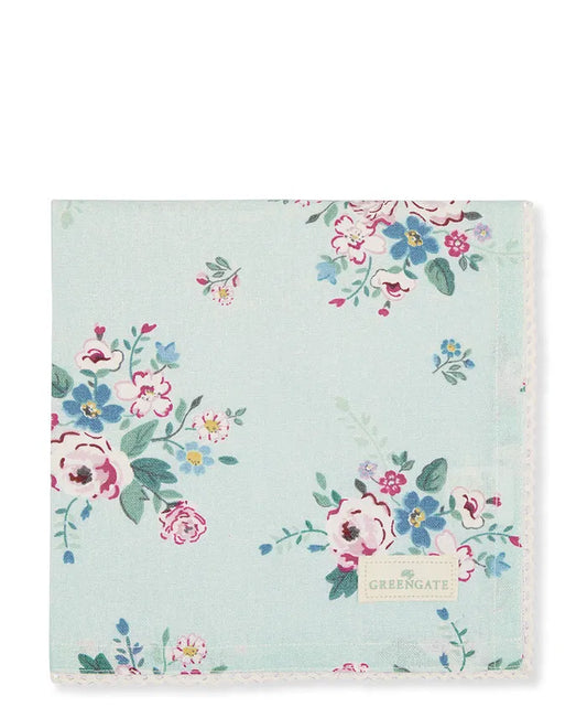 Cotton napkin with lace Inge-Marie mint