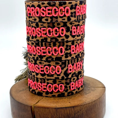 Prosecco, Baby! Statement Bracelet Woven, Embroidered