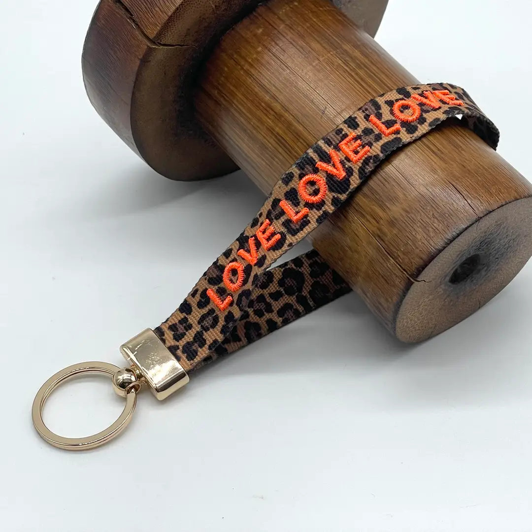 Love Love Love Keychain Woven Embroidered.