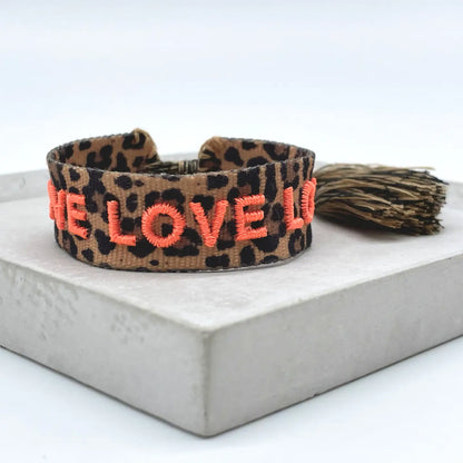 Love Love Love Statement Bracelet Woven, Embroidered