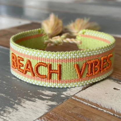 Beach Vibes Statement Bracelet Woven, Embroidered