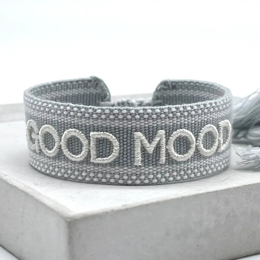 Good Mood Statement Bracelet Woven, Embroidered.