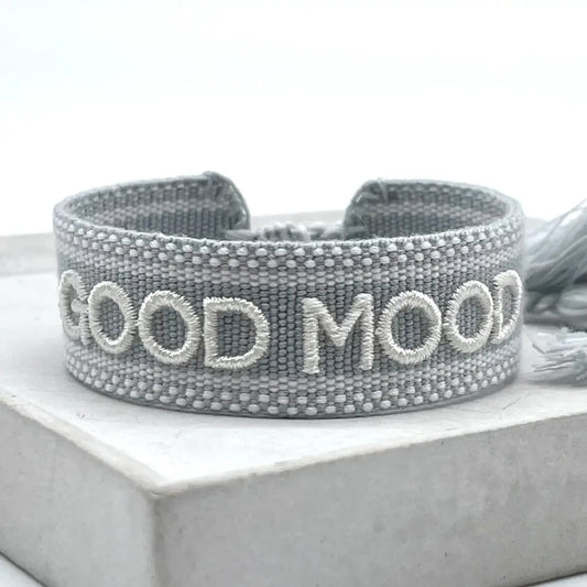 Good Mood Statement Bracelet Woven, Embroidered.
