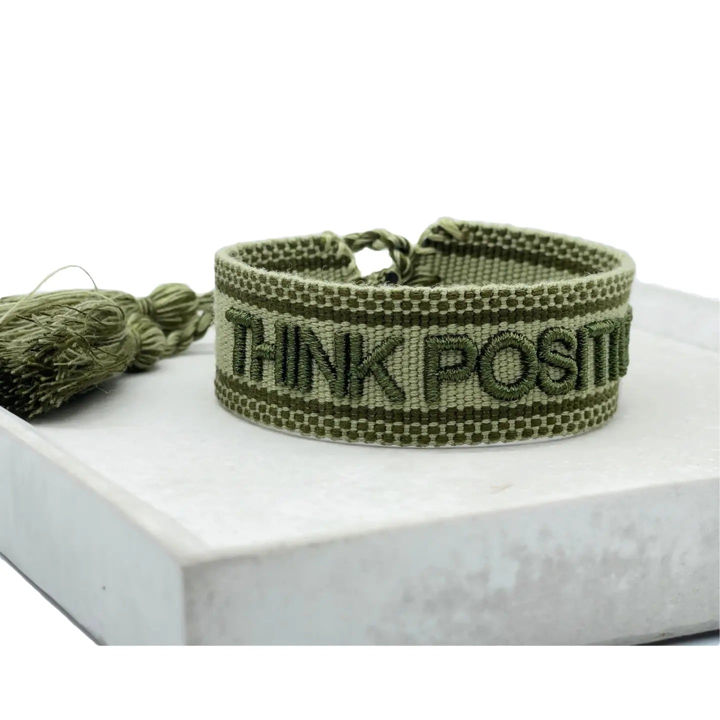 Think Positive Statement Bracelet Woven, Embroidered. ΔΙΑΘΕΣΙΜΟ ΑΠΟ 03/08/2026