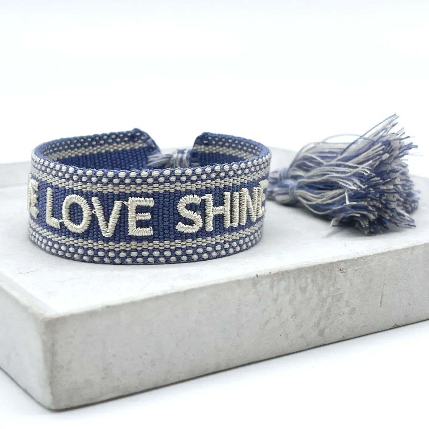 Live Love Shine Statement Bracelet Woven, Embroidered.