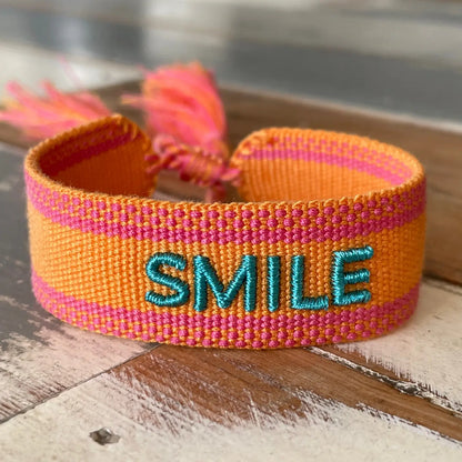 Smile Statement Bracelet Woven, Embroidered.