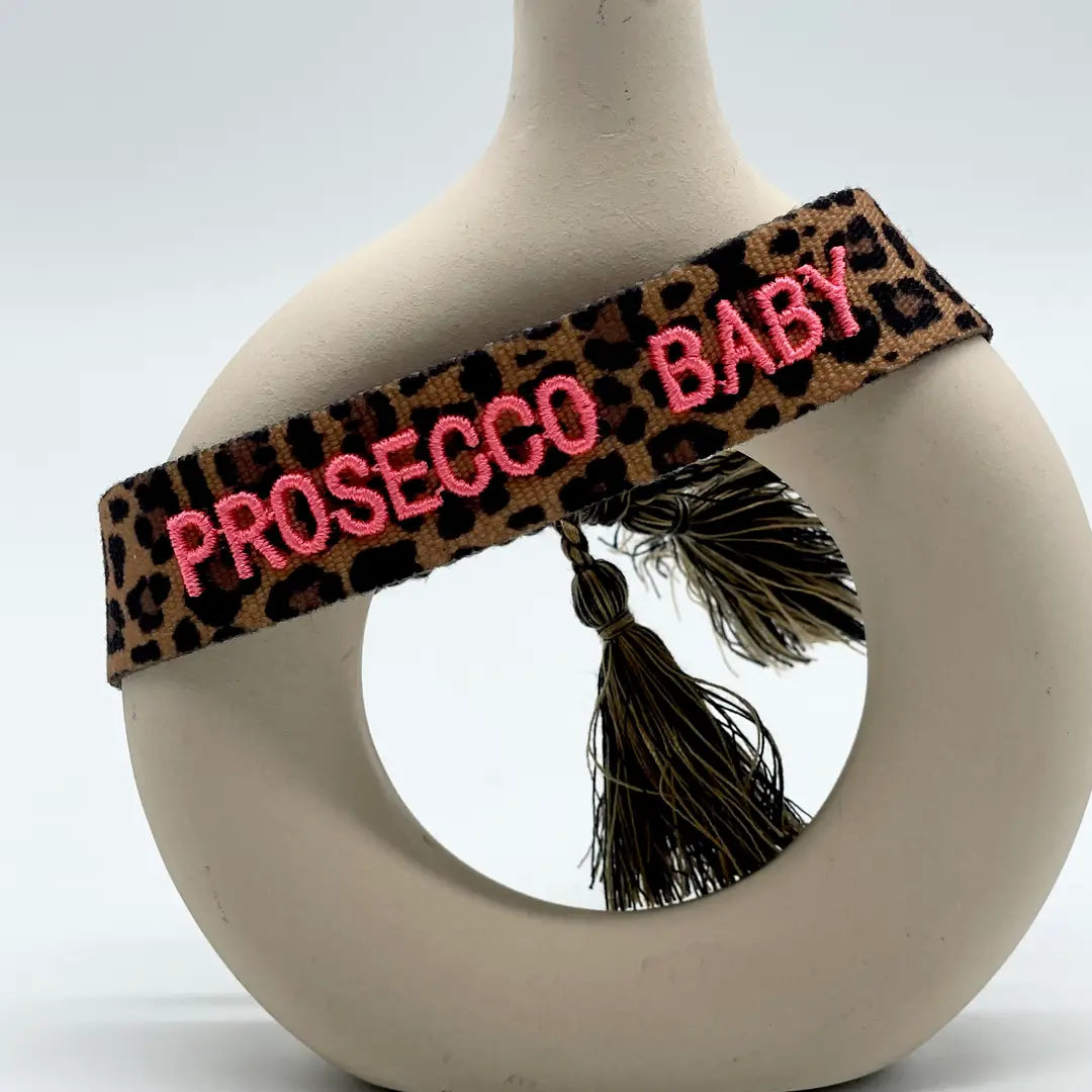 Prosecco, Baby! Statement Bracelet Woven, Embroidered